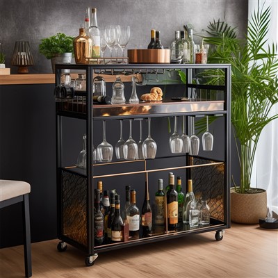 दरवाजे के साथ ठोस लकड़ी शराब कैबिनेट